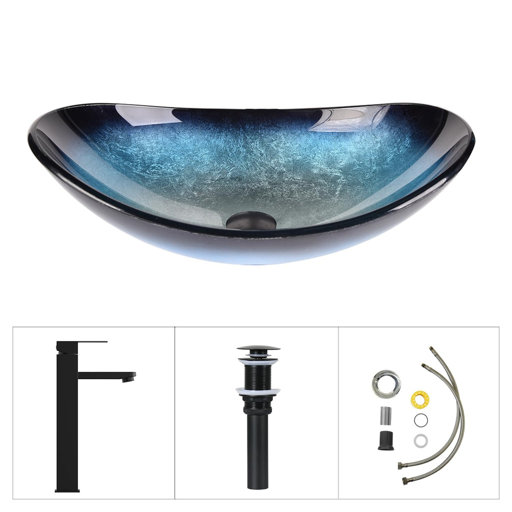 Bathroom Leaf Shape Artistic Glass Vessel Sink, Brown