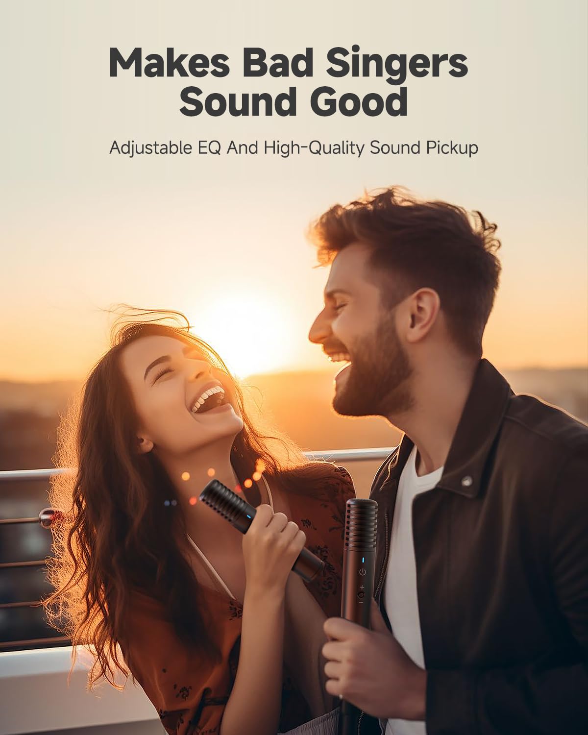 Ikarao Karaoke Machine with Microphone Stand, Portable Bluetooth Speaker for Party, Backyard, Karaoke System with 2 Wireless Microphone for Adults Kids, for Women, Men, Singing Lovers