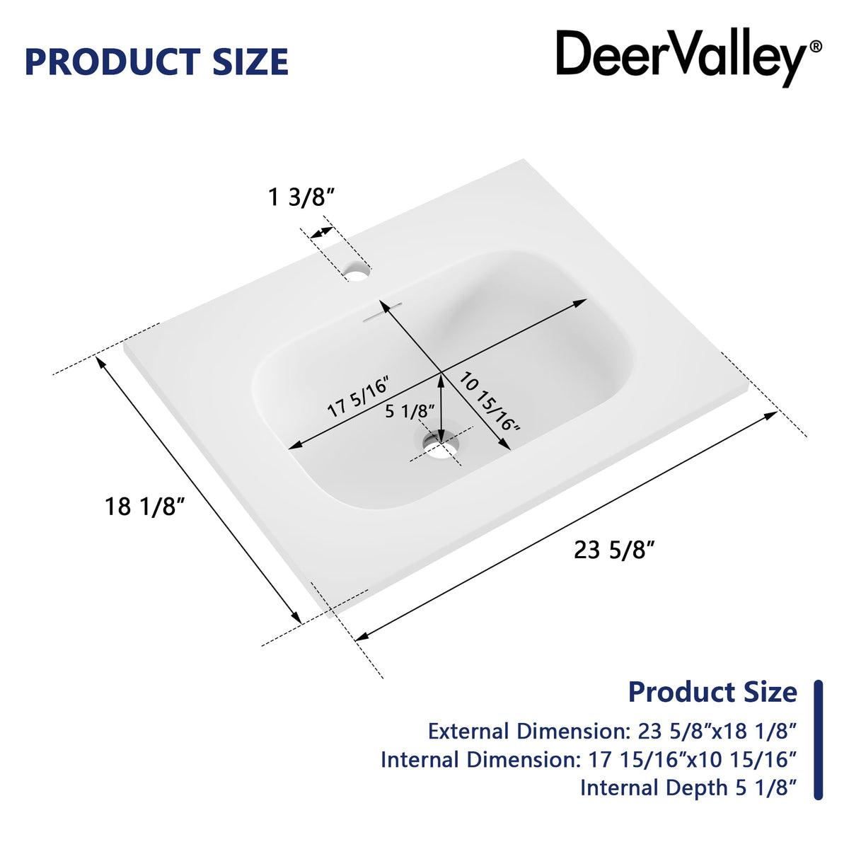 DeerValley Modern Drop In Bathroom Sink White 20"x17" Oval Vanity Art Basin