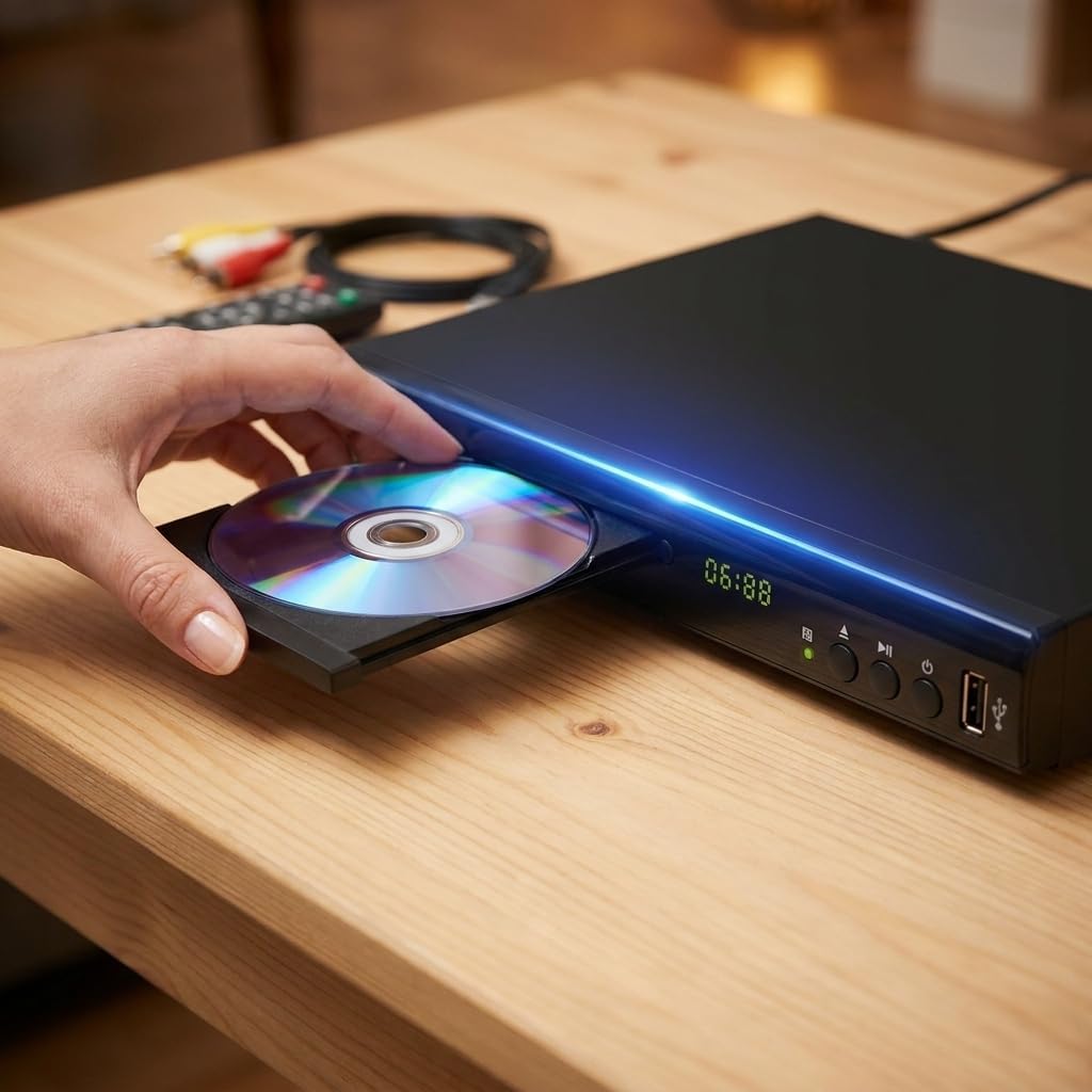 Blu Ray DVD Player, 1080P Home Theater Disc System, Play All DVDs and Region A 1 Blu-Rays, Support Max 128G USB Flash Drive + HDMI/AV/Coaxial Output + Built-in PAL/NTSC with HDMI/AV Cable