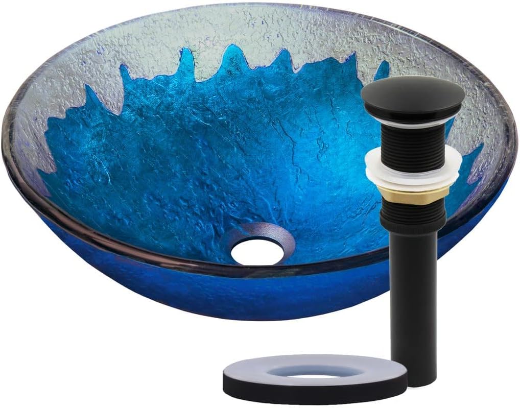 Miseno MNO-G710 Circular 16-1/2" Tempered Glass Vessel Bathroom Sink