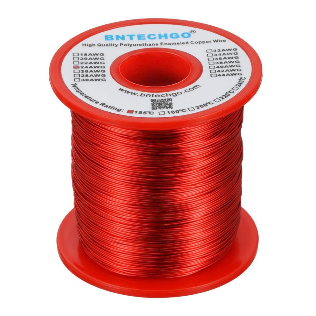 BNTECHGO 24 AWG Magnet Wire 3 lb Red Enameled Copper Wire 0.0197"(0.50mm)
