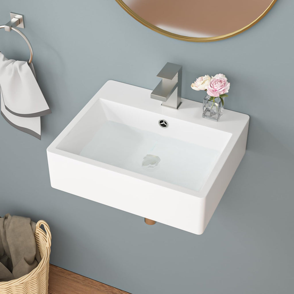 Sarlai Black Vessel Sink Rectangular - 24"x14" Modern Bathroom Vessel Sink Rectangle Above Counter Black Ceramic Porcelain Lavatory Vanity Sink Art Basin