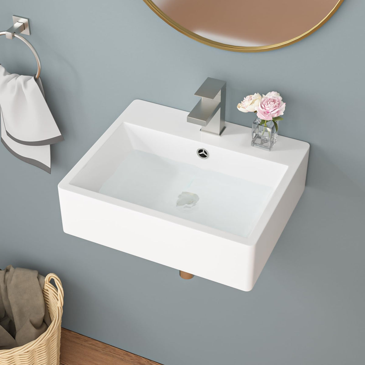 Sarlai Black Vessel Sink Rectangular - 24"x14" Modern Bathroom Vessel Sink Rectangle Above Counter Black Ceramic Porcelain Lavatory Vanity Sink Art Basin