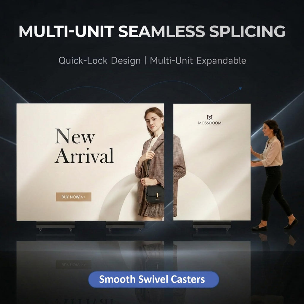 80 Inch LED Digital Signage Display, Foldable Seamless Stitching Kiosk, P1.86 GOB LED Screen Poster with Flight Case, Commercial Advertising Display for Events, Rentals and Weddings (Black, 1 Unit)