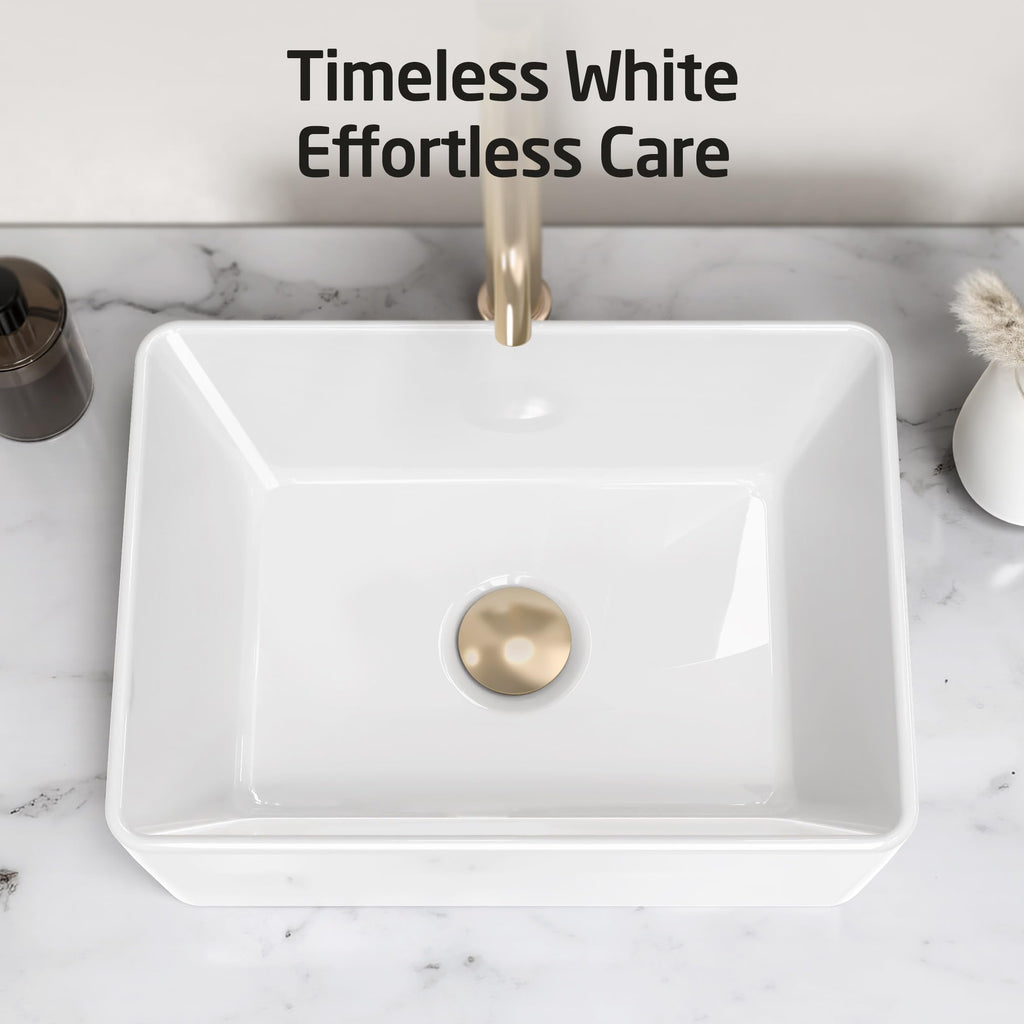 KES Matte Black 20 Inch Bathroom Vessel Sink Above Counter Rectangular Countertop Sink for Cabinet Lavatory Vanity, Ceramic, BVS123S50-BK