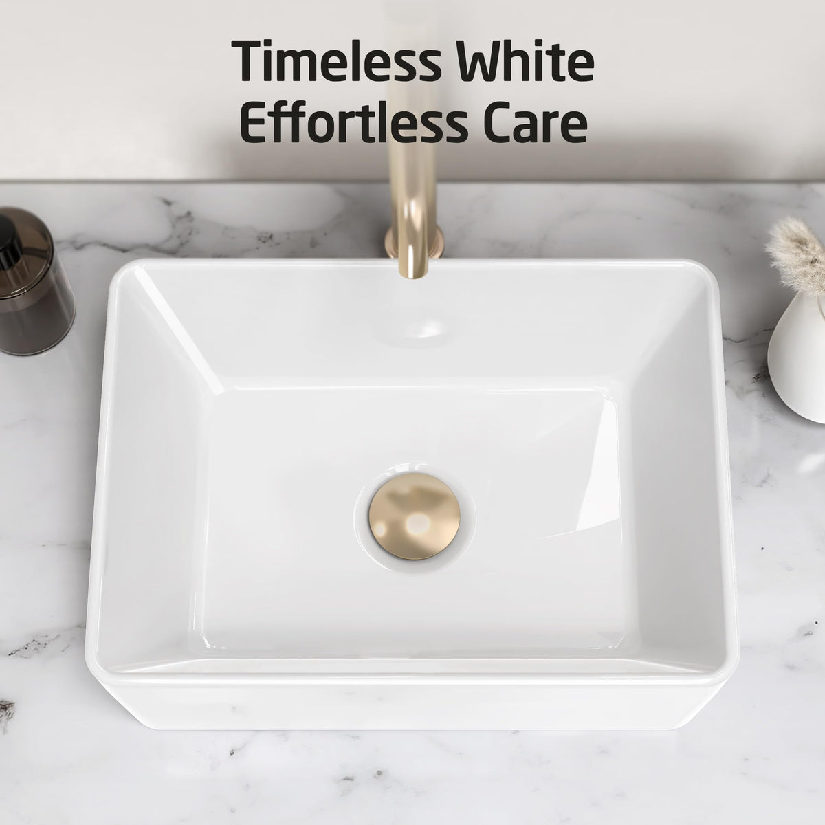 KES Matte Black 20 Inch Bathroom Vessel Sink Above Counter Rectangular Countertop Sink for Cabinet Lavatory Vanity, Ceramic, BVS123S50-BK
