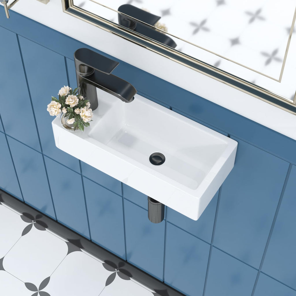 Sarlai Black Vessel Sink Rectangular - 24"x14" Modern Bathroom Vessel Sink Rectangle Above Counter Black Ceramic Porcelain Lavatory Vanity Sink Art Basin