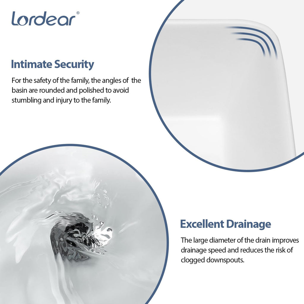 Lordear Wall Mounted Vessel Sink 16x11 Inch, U-Shape White Porcelain Bathroom Sink with Black Faucet and Support Pedestal Legs, Wall Hung Vanity Sink with Towel Rack for Small Bathrooms