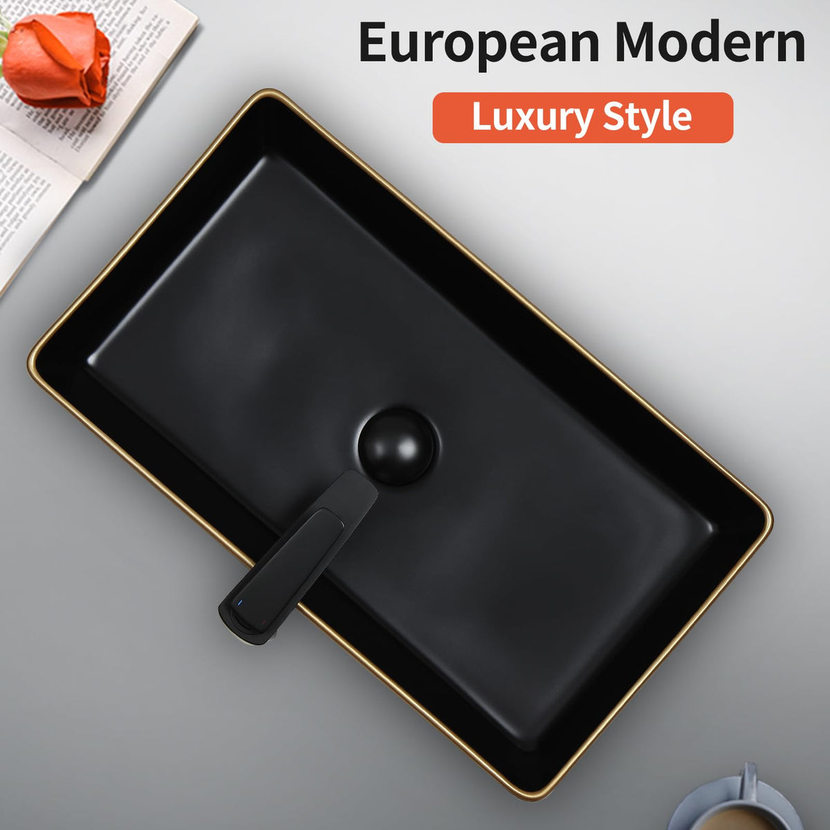 Davivy 16'' X 13.2'' Matte Black Oval Vessel Sink with Pop Up Drain,Bathroom Vessel Sinks,Bathroom Sinks Above Counter,Ceramic Vessel Sink,Counter top Sink,Black Sink Bowls for Bathroom