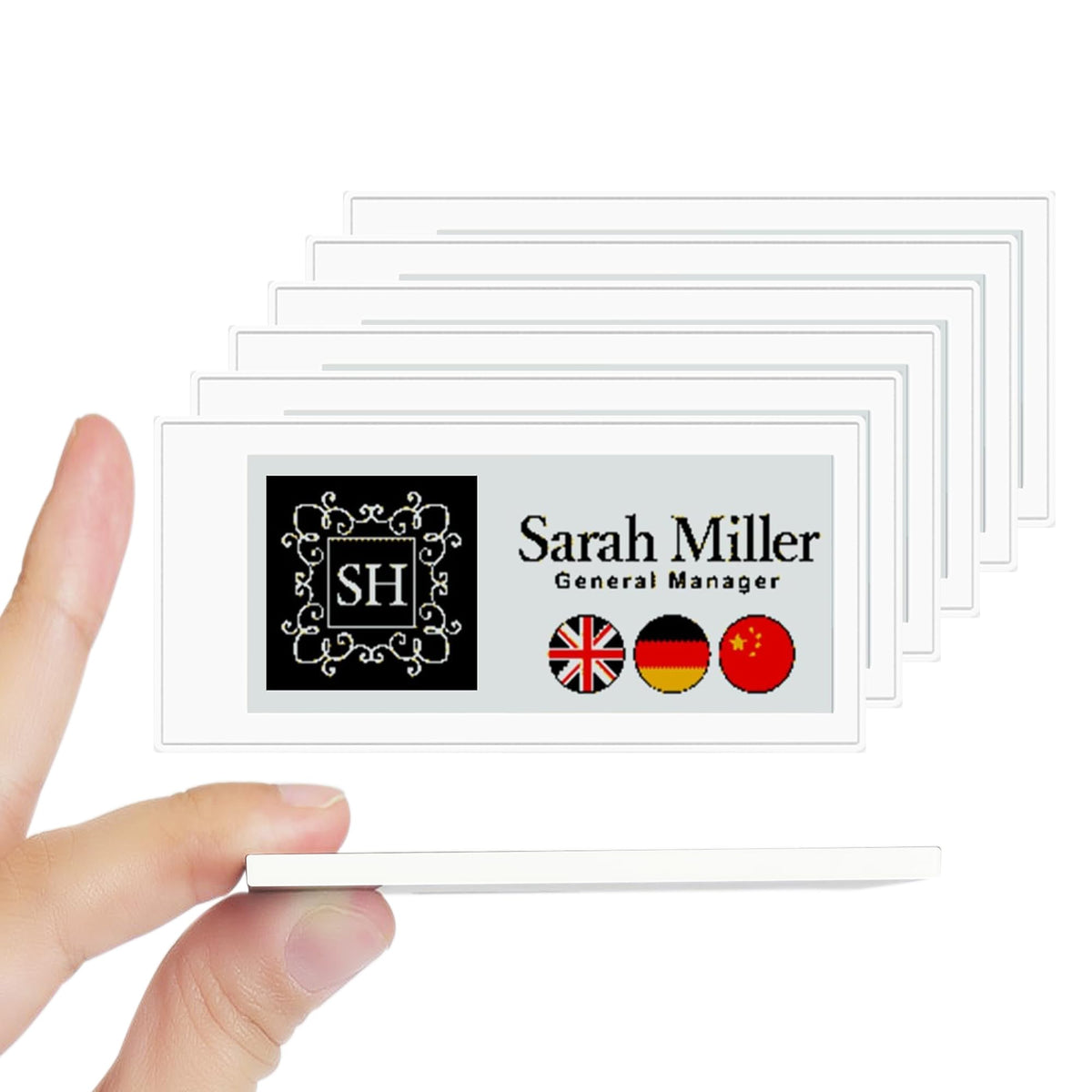 [Santek] EZ Sign NFC E-Paper Display â No Battery, Ultra-Thin 0.13â, Rewritable 4-Color Digital Display, App-Controlled (iOS/Android/PC), IP65 (Silver, 2.9" 6pcs, No Stand and Clip Included)