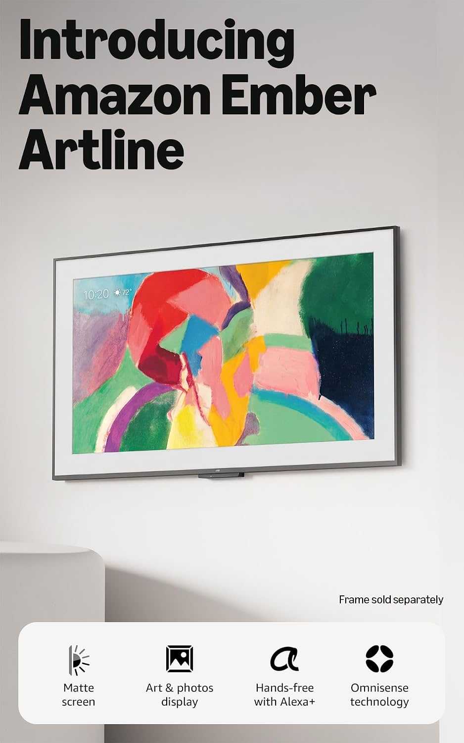 Amazon Ember Artline 55" with Fire TV (newest model), 4K Ultra HD QLED smart TV with free art and photos, anti-glare display, custom frames, Dolby Vision, find shows faster with Alexa+ - No Frame
