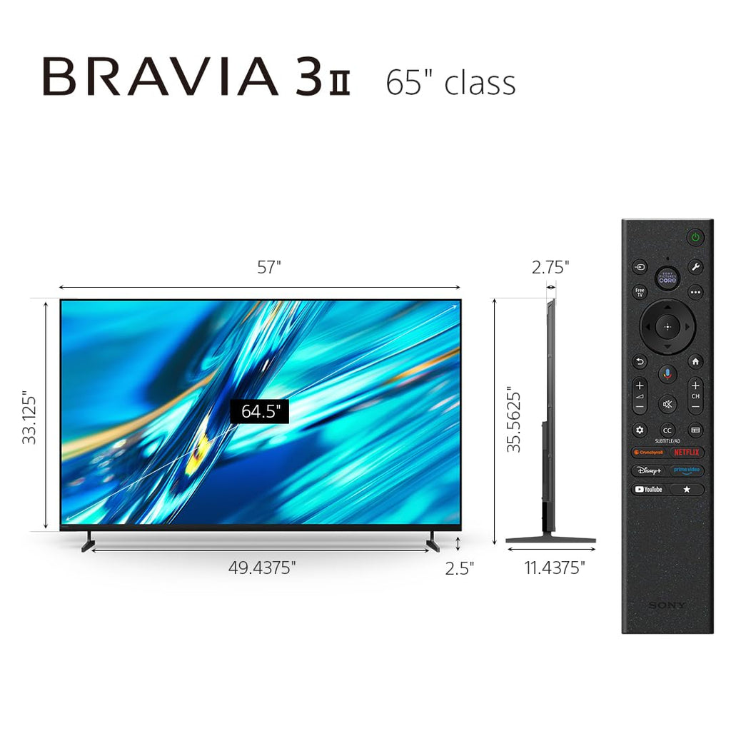 Sony 55 Inch BRAVIA 3 II LED 4K HDR Smart Google TV with Gemini K-55XR30M2