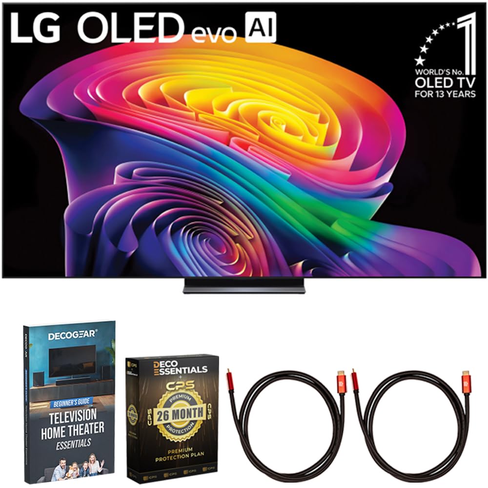 LG 48 inch OLED evo AI C6 4K Smart webOS TV 2026 OLED48C6PUA (Renewed) Bundle with 2X HDMI Cable, Television Home Theater Guide and Deco Essentials Exclusive 26 Month CPS Enhanced Protection Pack