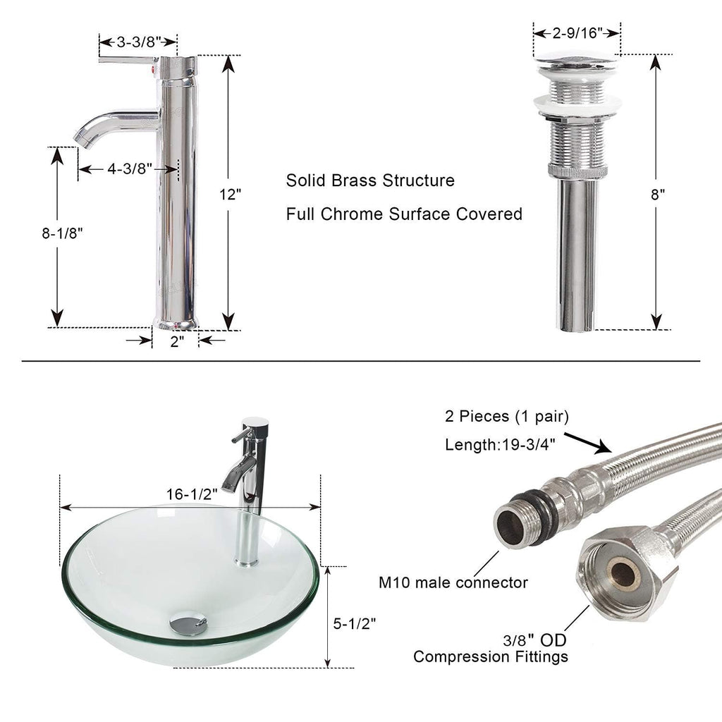 eclife 21.5" Bathroom Vessel Sink Modern Artistic Single Brown Boat Tempered Glass Basin Countertop Bowl Sink for Lavatory Vanity Cabinet, W/Water Save Faucet Pop Up Drain (A29BR)