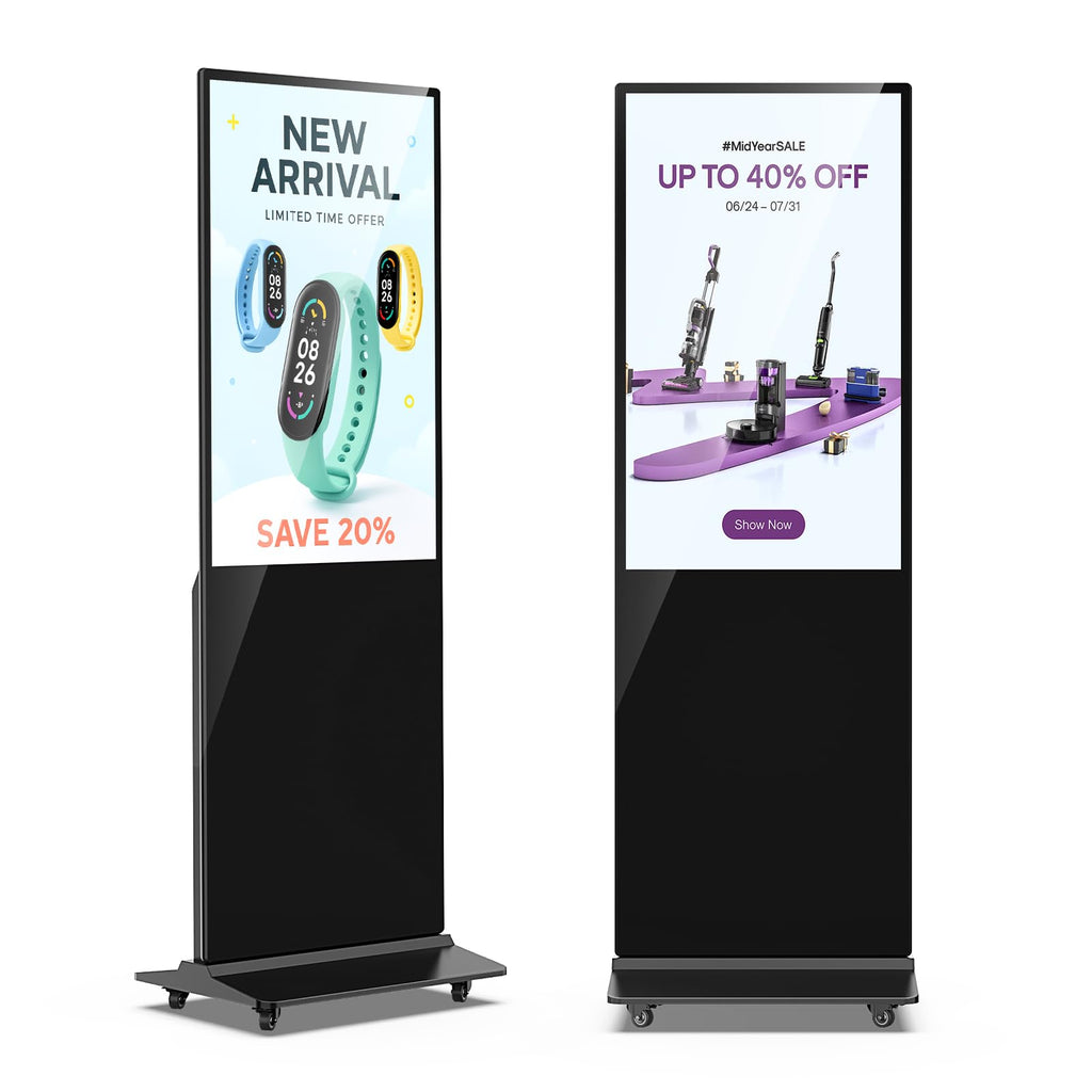 JIYANG 49 Inch Touchscreen Digital Signage Display Kiosk, Indoor Floor Standing LCD Advertising Display with Android Media Player, HDMI/USB/WiFi Input Auto Split Screenï¼Blackï¼