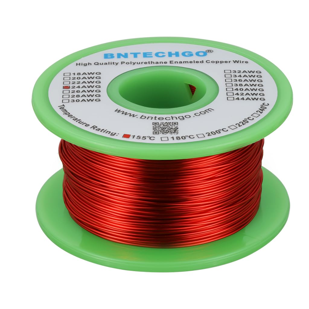 BNTECHGO 24 AWG Magnet Wire 3 lb Red Enameled Copper Wire 0.0197"(0.50mm)