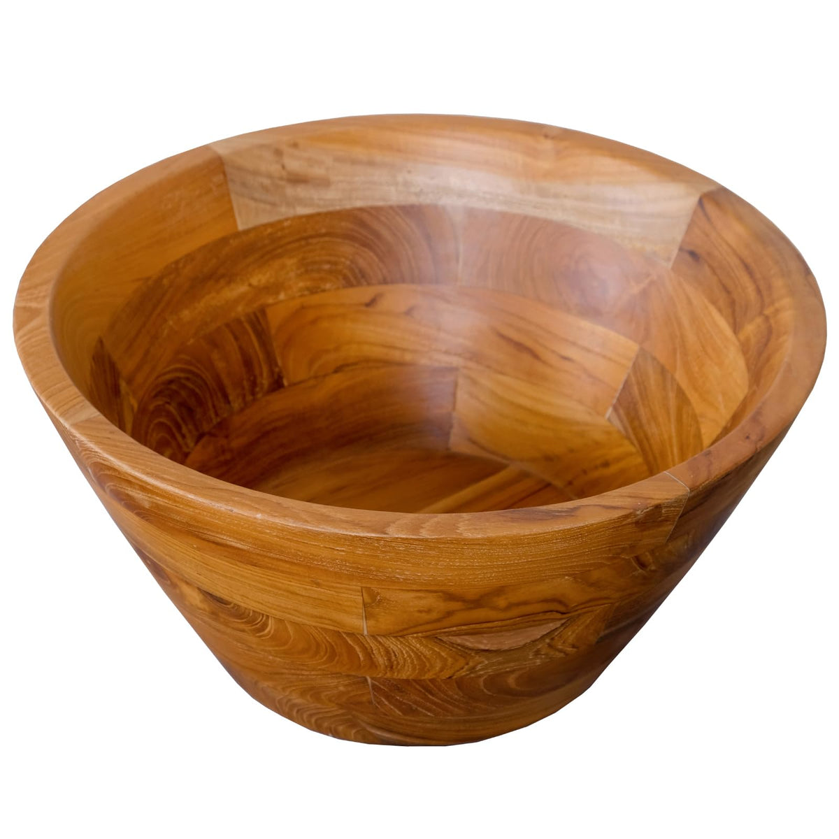 Giantex Teak Wood Vessel Sink - Bathroom Washbasin with Smooth Finish, Round Corner, 2.5â Drain Hole for 1 5/8" Drainage, Above Counter Vanity Sinks, No Assembly Art Basin (16â x 16â x 4â Bowl-shaped)