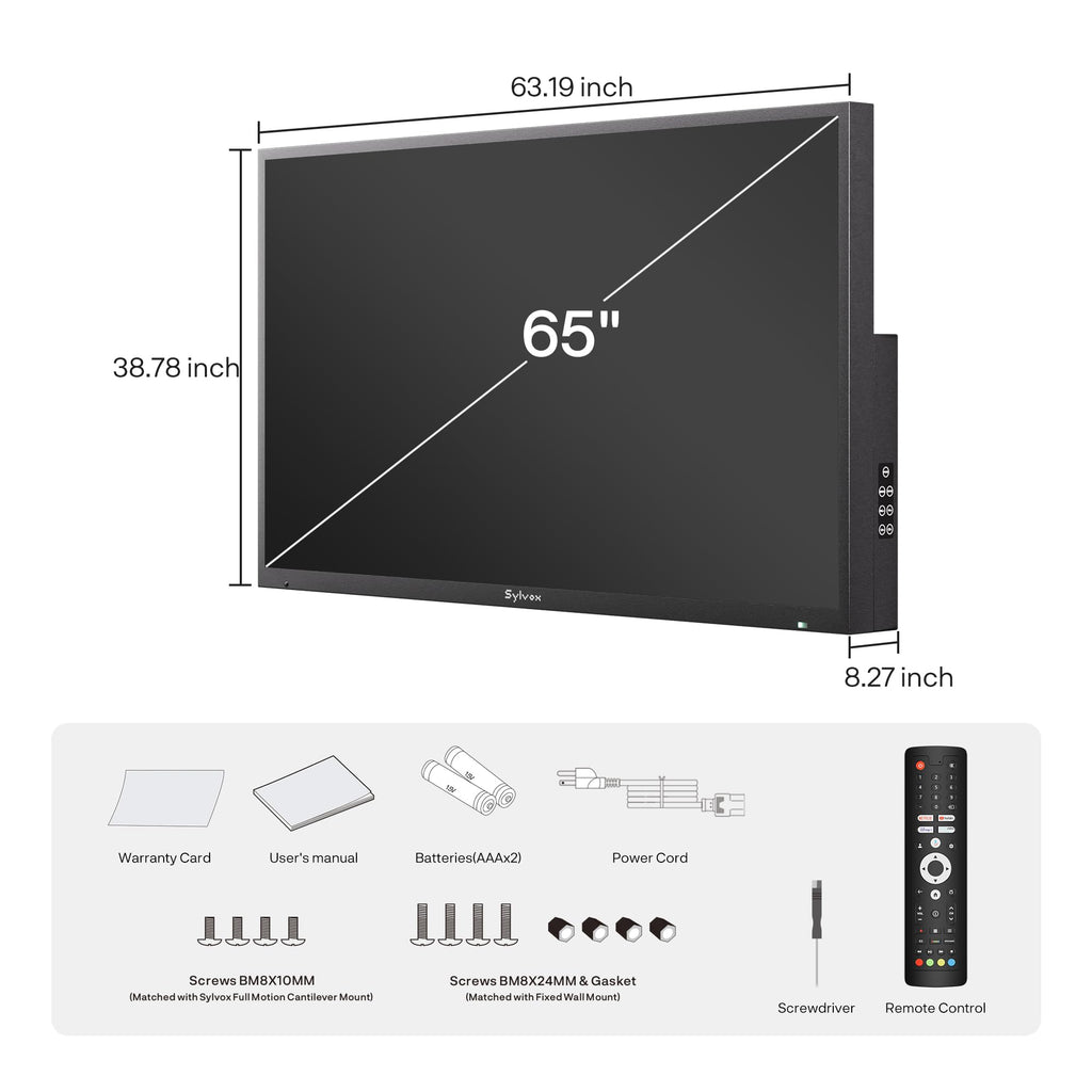 SYLVOX 43 Inch Outdoor TV, Weatherproof Google TV, IP56 Waterproof TVs