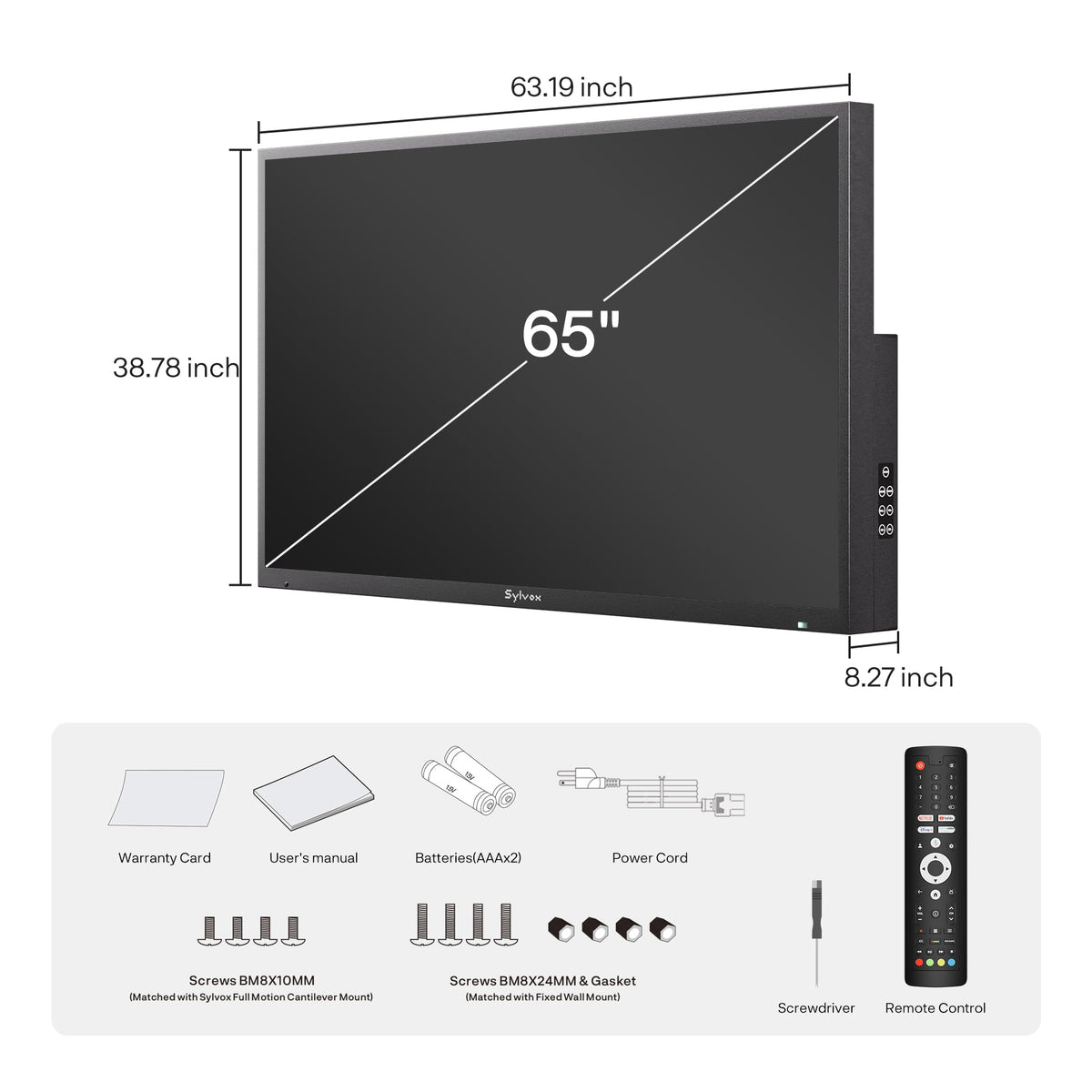 SYLVOX 43 Inch Outdoor TV, Weatherproof Google TV, IP56 Waterproof TVs