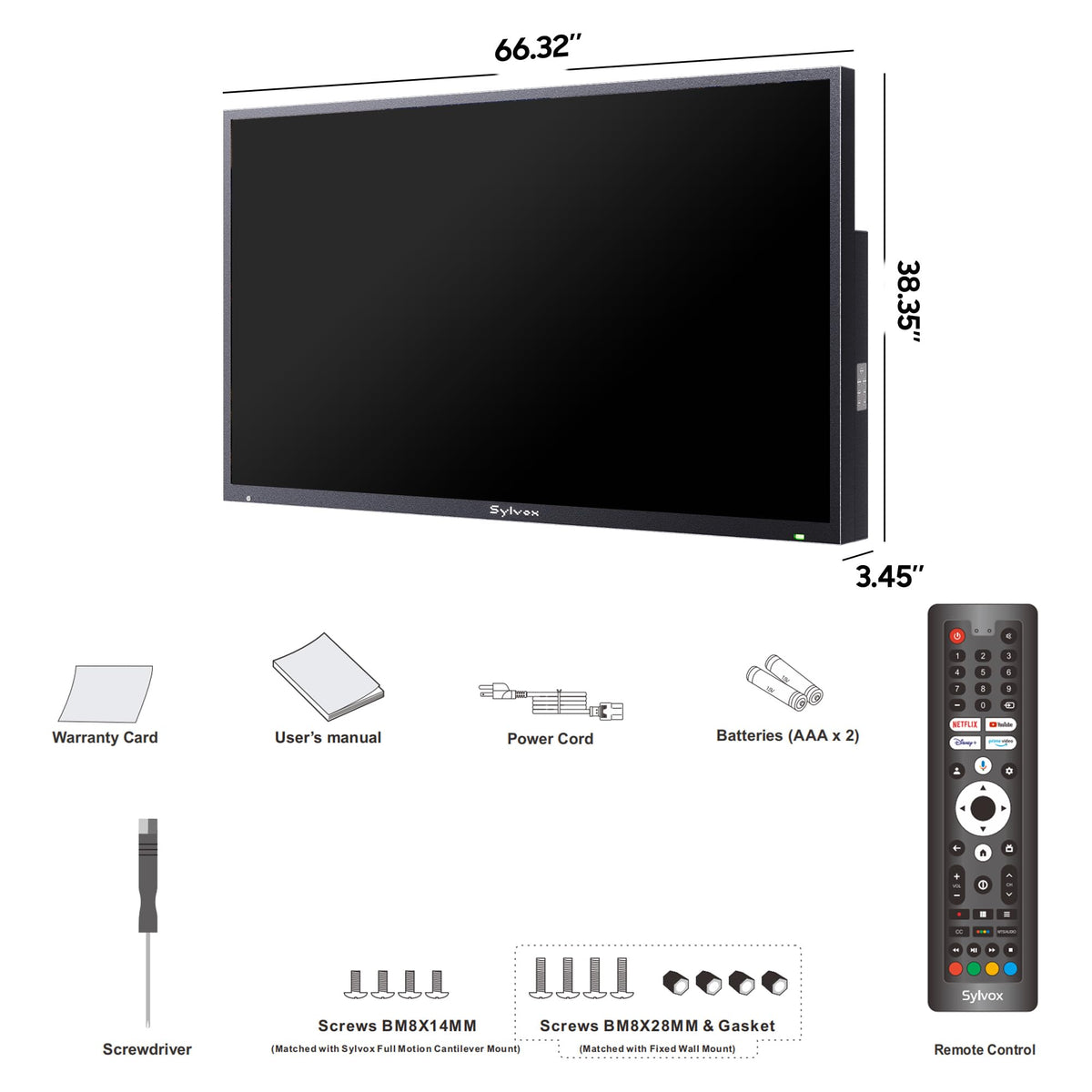 SYLVOX 43 Inch Outdoor TV, Weatherproof Google TV, IP56 Waterproof TVs