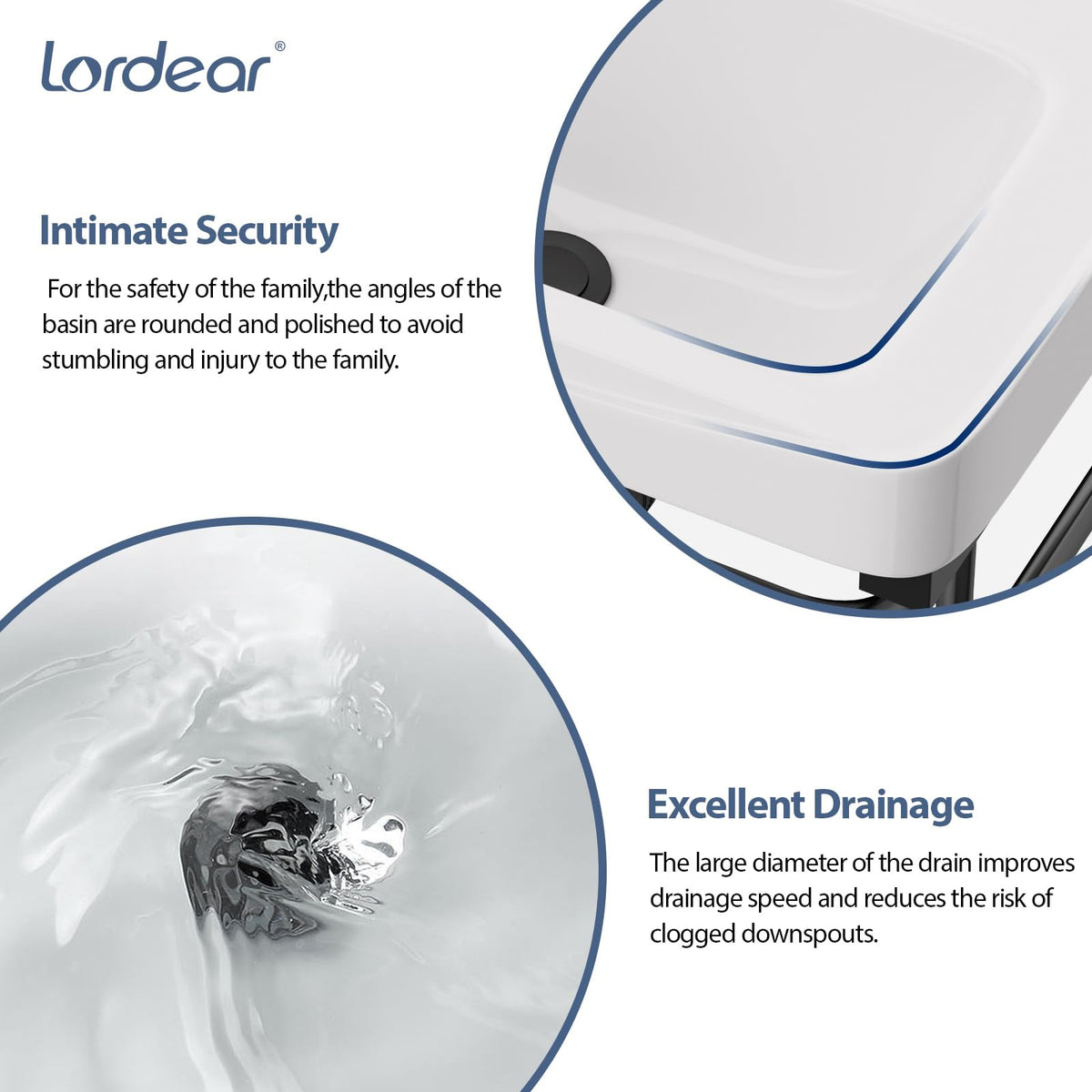 Lordear Wall Mounted Vessel Sink 16x11 Inch, U-Shape White Porcelain Bathroom Sink with Black Faucet and Support Pedestal Legs, Wall Hung Vanity Sink with Towel Rack for Small Bathrooms