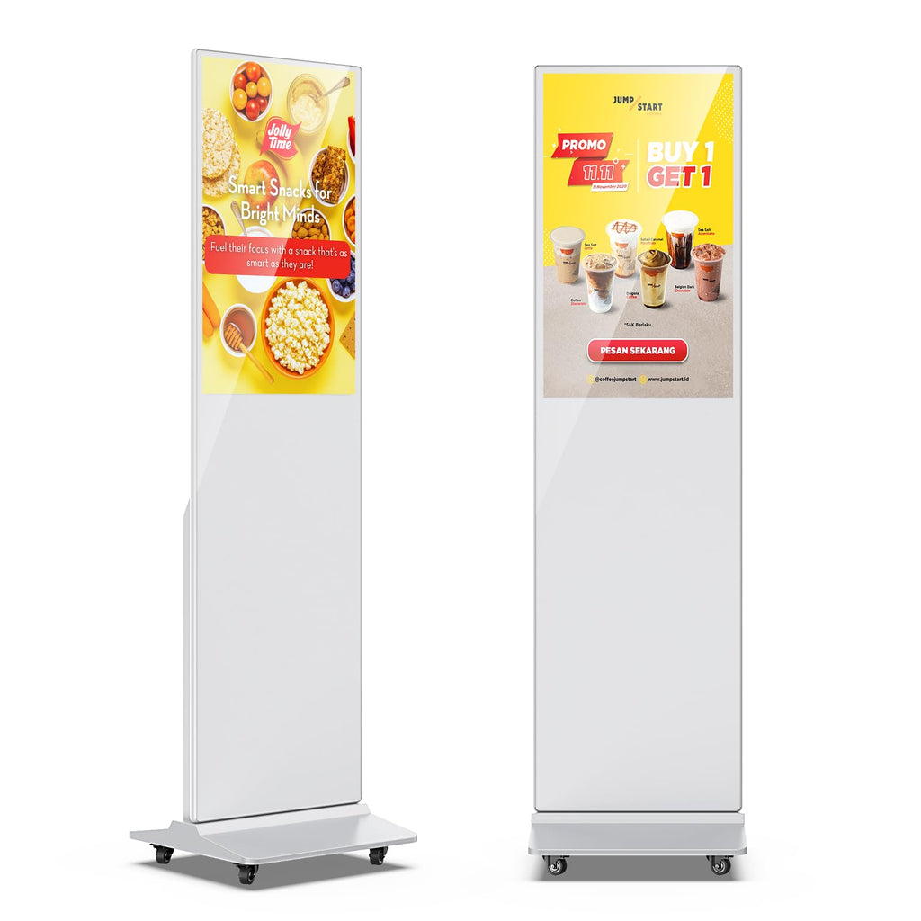 JIYANG 49 Inch Touchscreen Digital Signage Display Kiosk, Indoor Floor Standing LCD Advertising Display with Android Media Player, HDMI/USB/WiFi Input Auto Split Screenï¼Blackï¼