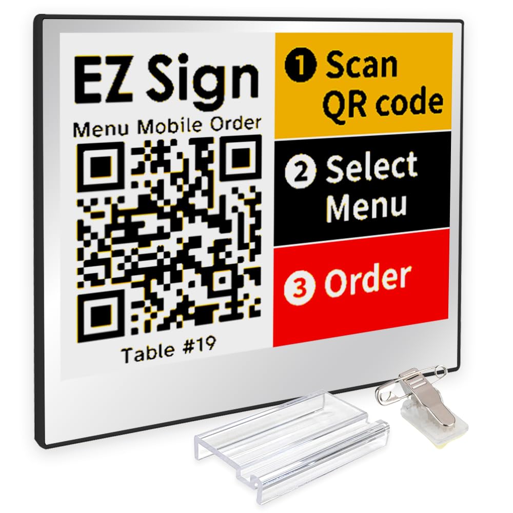 [Santek] EZ Sign NFC E-Paper Display â No Battery, Ultra-Thin 0.13â, Rewritable 4-Color Digital Display, App-Controlled (iOS/Android/PC), IP65 (Silver, 2.9" 6pcs, No Stand and Clip Included)