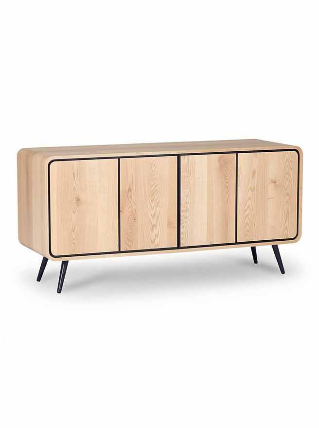 Moderne Houten Dressoir met Zwarte Stalen Poten - Minimalistisch Ontwerp
