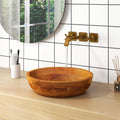 Giantex Teak Wood Vessel Sink - Bathroom Washbasin with Smooth Finish, Round Corner, 2.5â Drain Hole for 1 5/8" Drainage, Above Counter Vanity Sinks, No Assembly Art Basin (16â x 16â x 4â Bowl-shaped)
