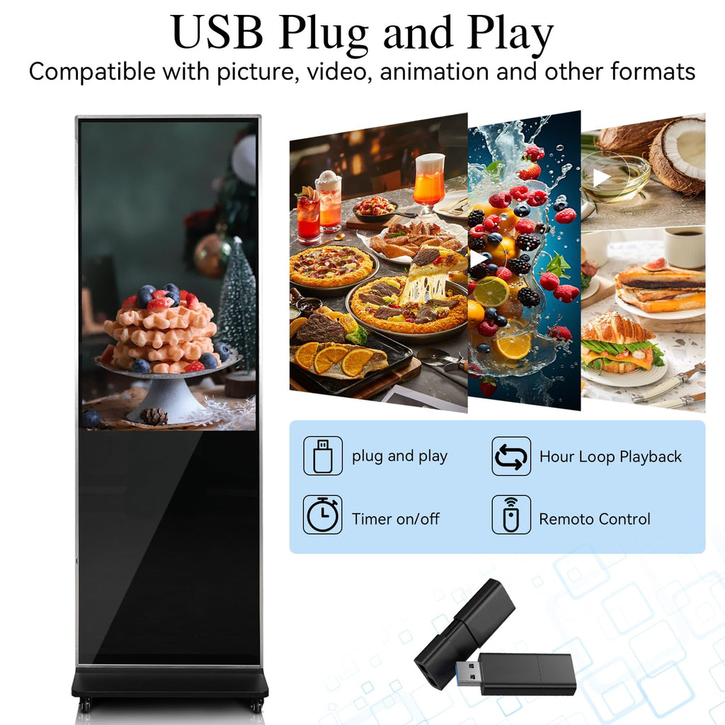 43" Touch Digital Signage Display Kiosk Floor Stand Advertising