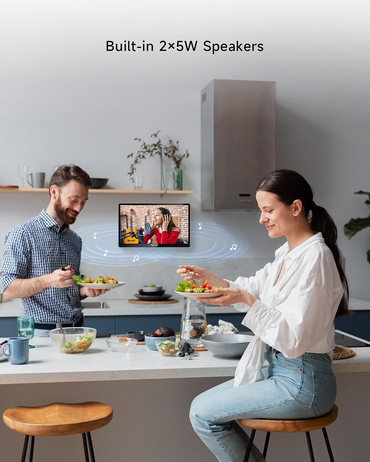 SYLVOX Kitchen TV, Small Smart TV for Kitchen, 15.6 inch Under Cabinet TVs
