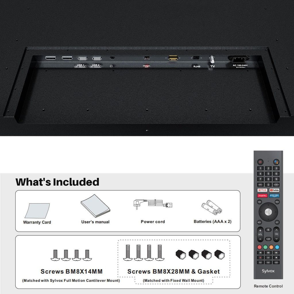 SYLVOX 43 Inch Outdoor TV, Weatherproof Google TV, IP56 Waterproof TVs