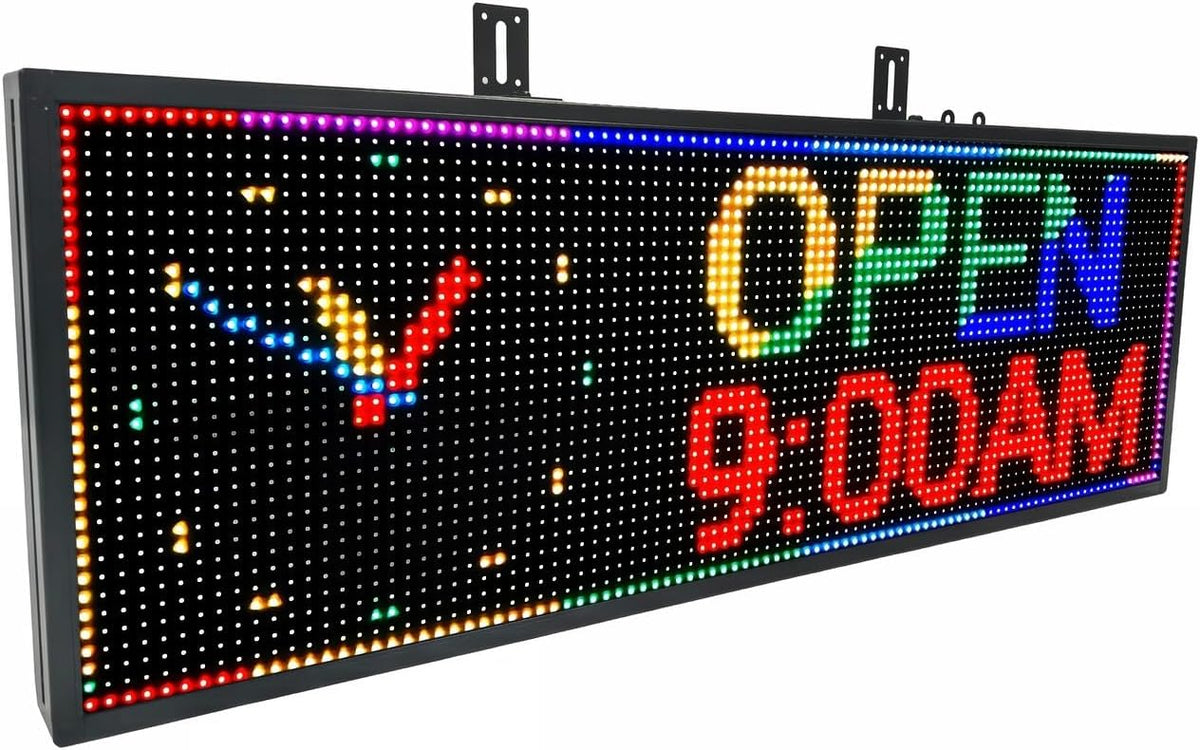 P10 Programmable LED Sign, 40"x14" Scrolling LED Sign for Business, Waterproof LED Display with WIFI & USB Control, 96x32 Pixels SMD Technology Digital Advertising Sign for Shop, Hotel, Store, Restaurant