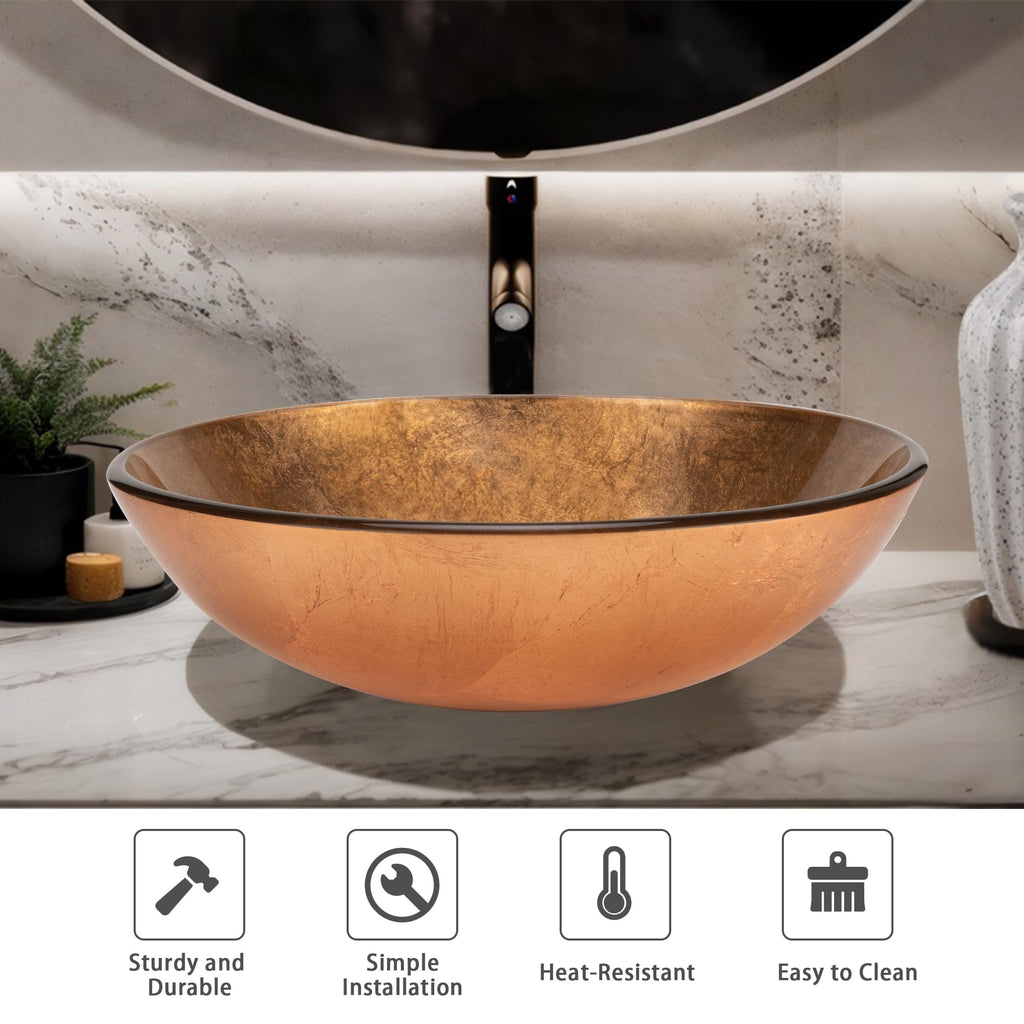 Design Vessel Sink Concrete Bathroom Sink above Counter Small Vessel Sink Bathroom Sink Bowl Countertop Modern Sinks with Faucet and Drain Combo 15.7" Round Gray