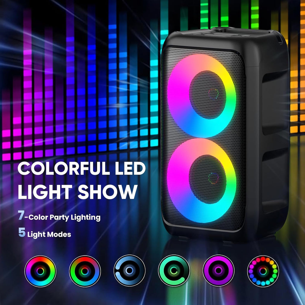 Karaoke Machine for Adults Kids, Portable Bluetooth Speaker with 3 Wireless Microphones, TWS Mode & LED Light, 10H Battery PA System, Home Party Outdoor Camping Birthday Gifts (3 Mics)