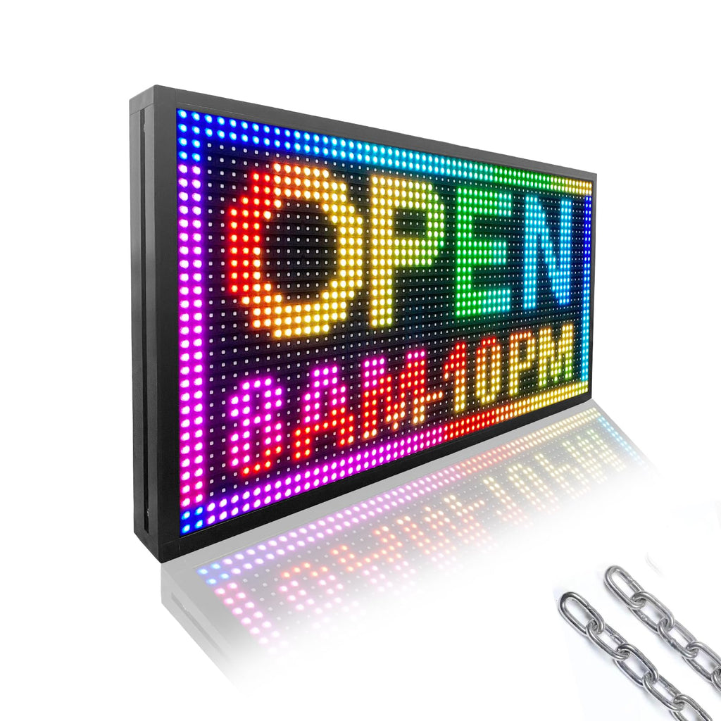 P10 Outdoor RGB Full Color WiFi Programmable Bright LED Scrolling Message Display Board 65âx14â Led Sign, Led Digital Sign Board, Perfect Solution for Store Advertising