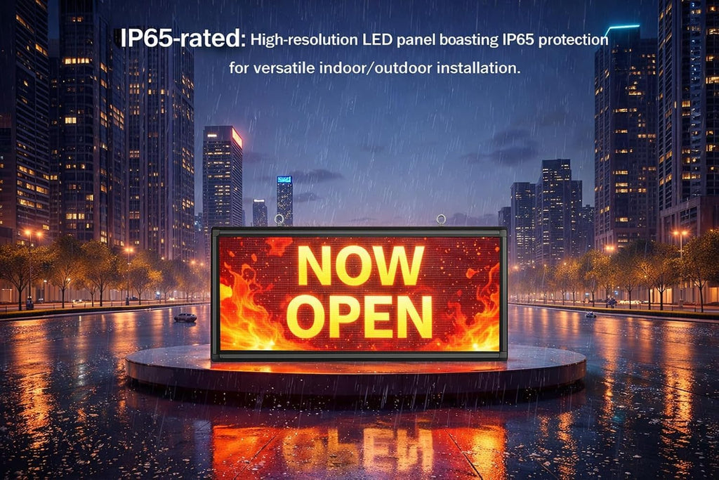 Outdoor P10 LED Message Sign 39"x14" Waterproof High Brightness WiFi Programmable Scrolling Text Display Board for Business, Storefront, Restaurant, Church, Events