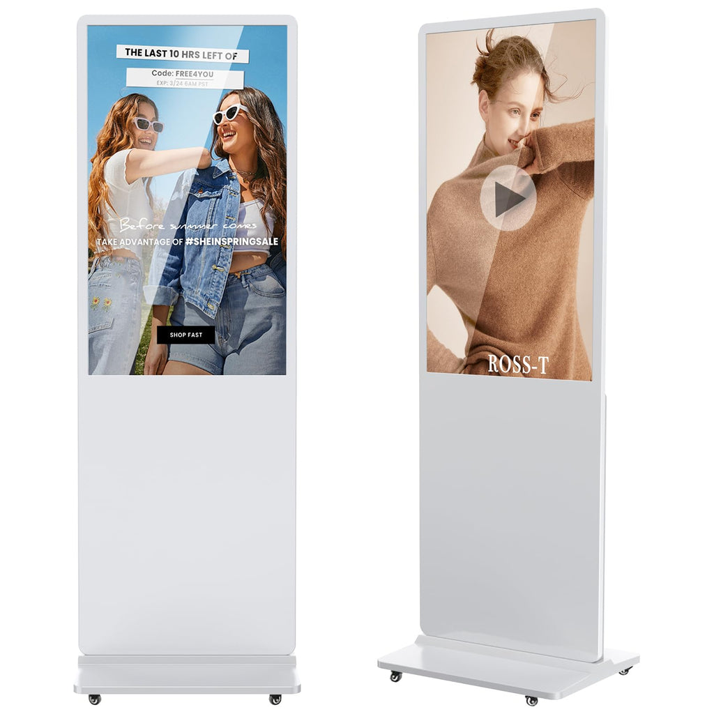 JIYANG 49 Inch Touchscreen Digital Signage Display Kiosk, Indoor Floor Standing LCD Advertising Display with Android Media Player, HDMI/USB/WiFi Input Auto Split Screenï¼Blackï¼