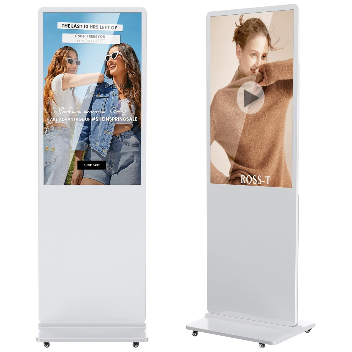 JIYANG 49 Inch Touchscreen Digital Signage Display Kiosk, Indoor Floor Standing LCD Advertising Display with Android Media Player, HDMI/USB/WiFi Input Auto Split Screenï¼Blackï¼