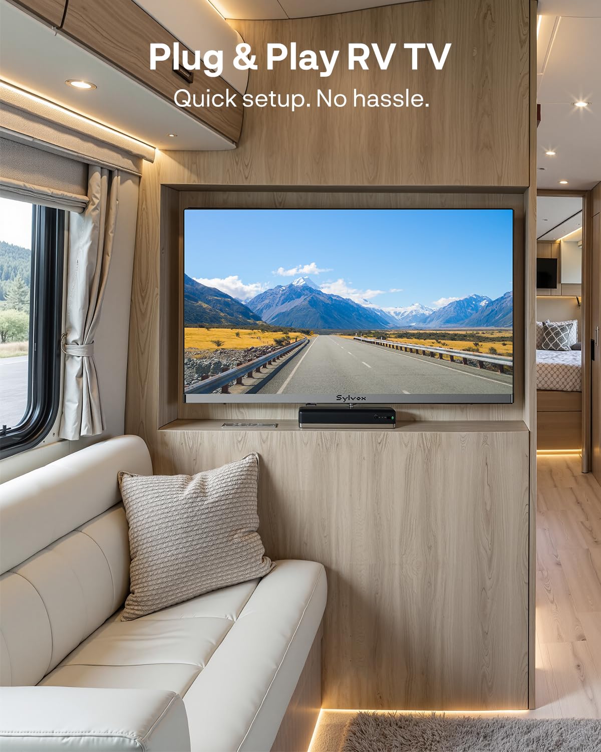 SYLVOX 24-Inch Smart RV TV, QLED 1080P FHD, Built-in DVD Player, Google TV OS, Wide Voltage Support 12V/24V AC/DC Television for RV & Home, HDMI & USB