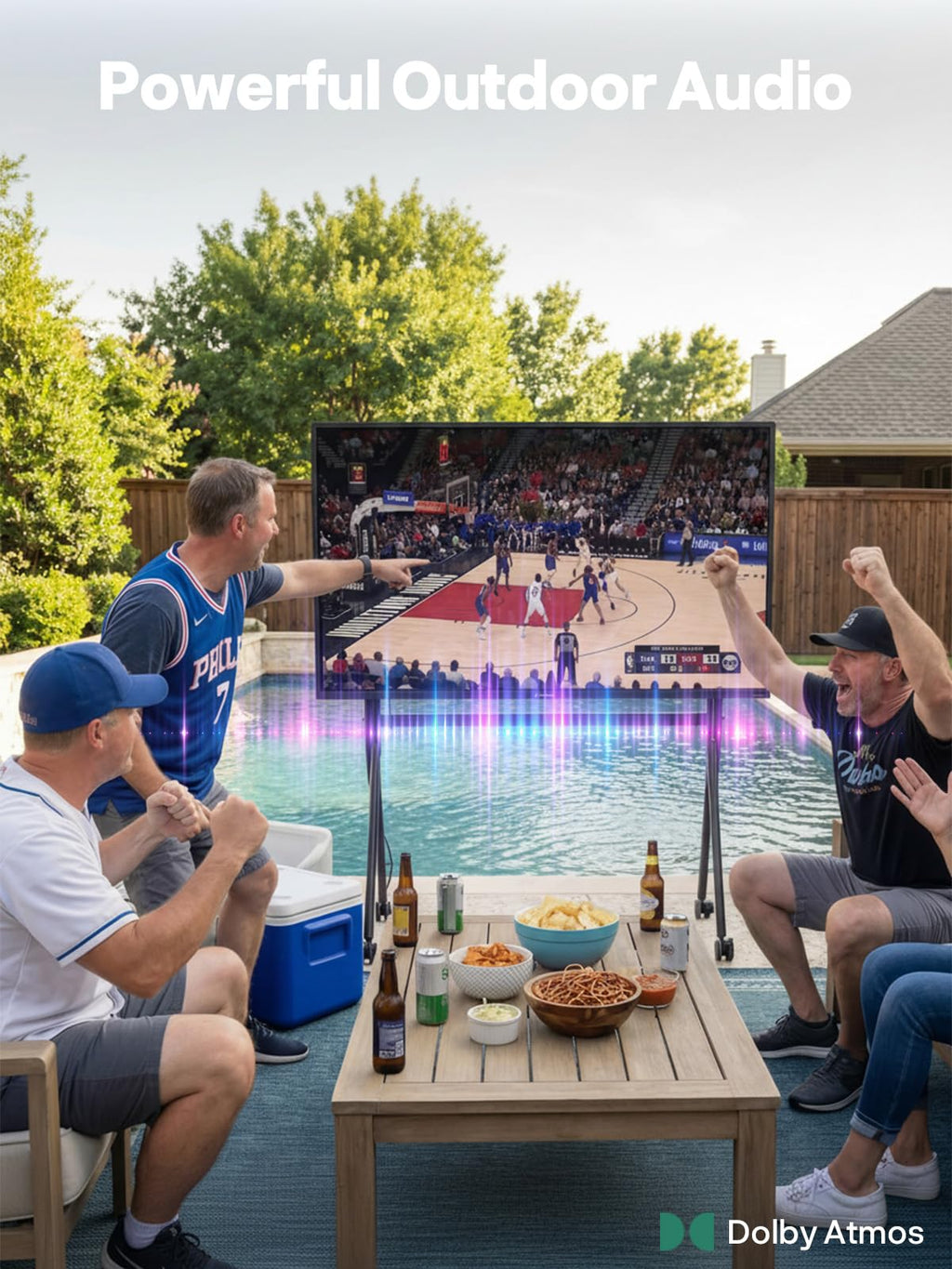SYLVOX 75" QLED Outdoor TV, Smart Google TV, Anti-Glare 4K UHD, Dolby Atmos