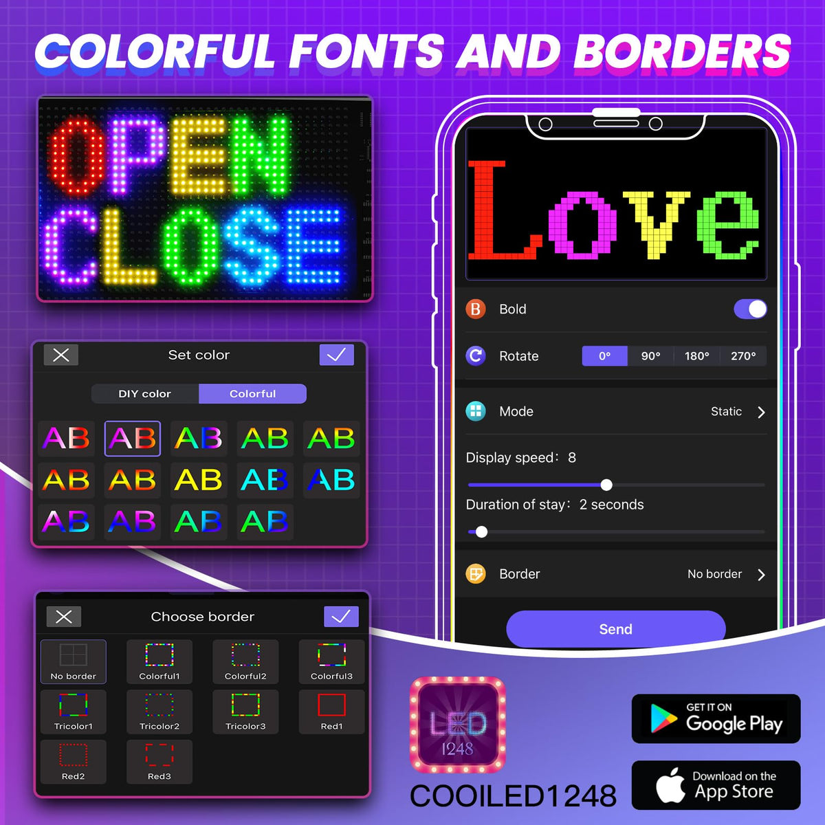 Rayhome Full Color Dual Row Programmable LED Sign, 43''x6.3'' Flexible P5 USB Bluetooth APP Control LED Signs Custom Text Message Pattern Scrolling LED Display for Store Bar Hotel School.