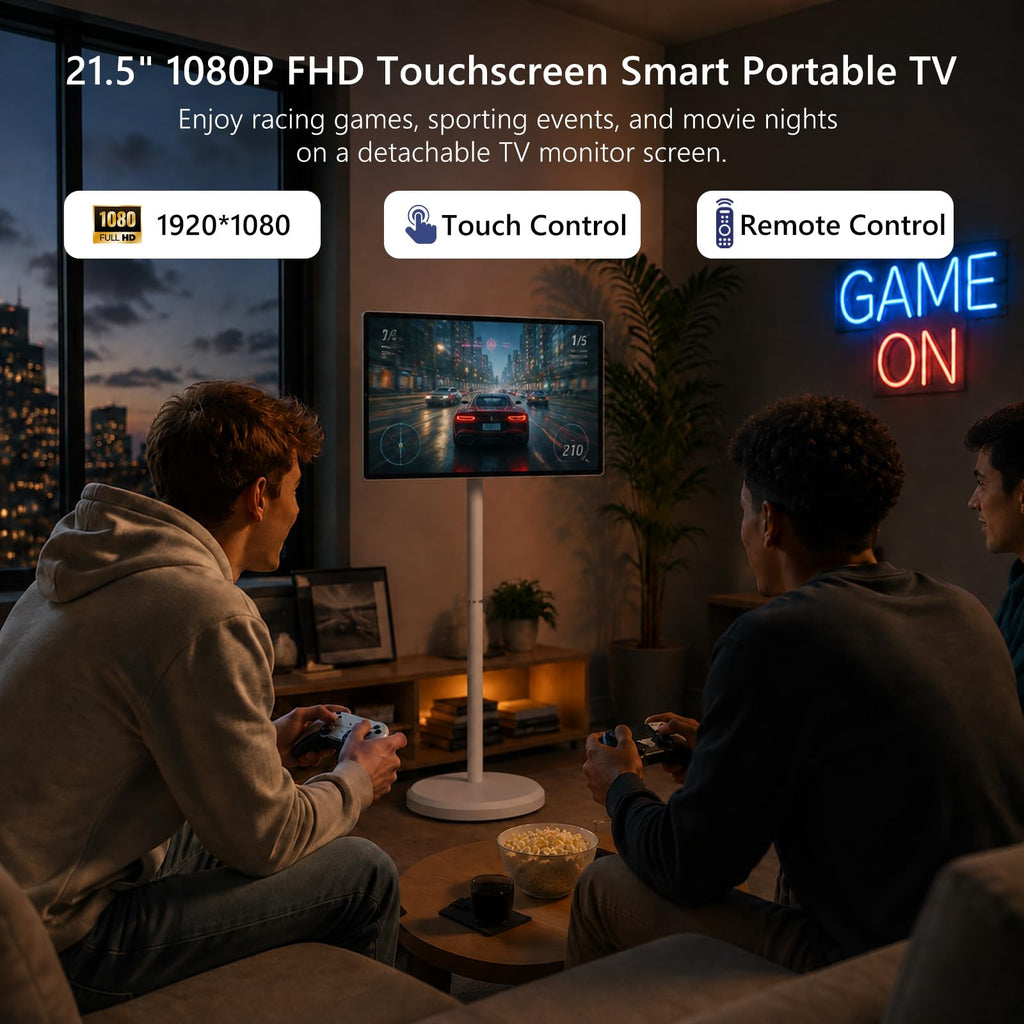 OFD 27" Portable TV on Wheels,Mobile TV Touchsreen for Home,Android 15,Gen2
