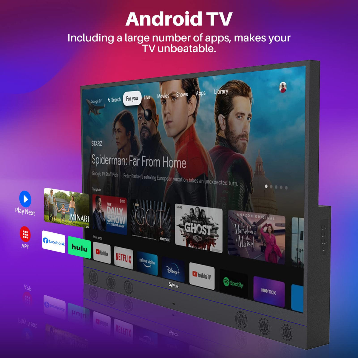 SYLVOX 43 Inch Outdoor TV, Weatherproof Google TV, IP56 Waterproof TVs