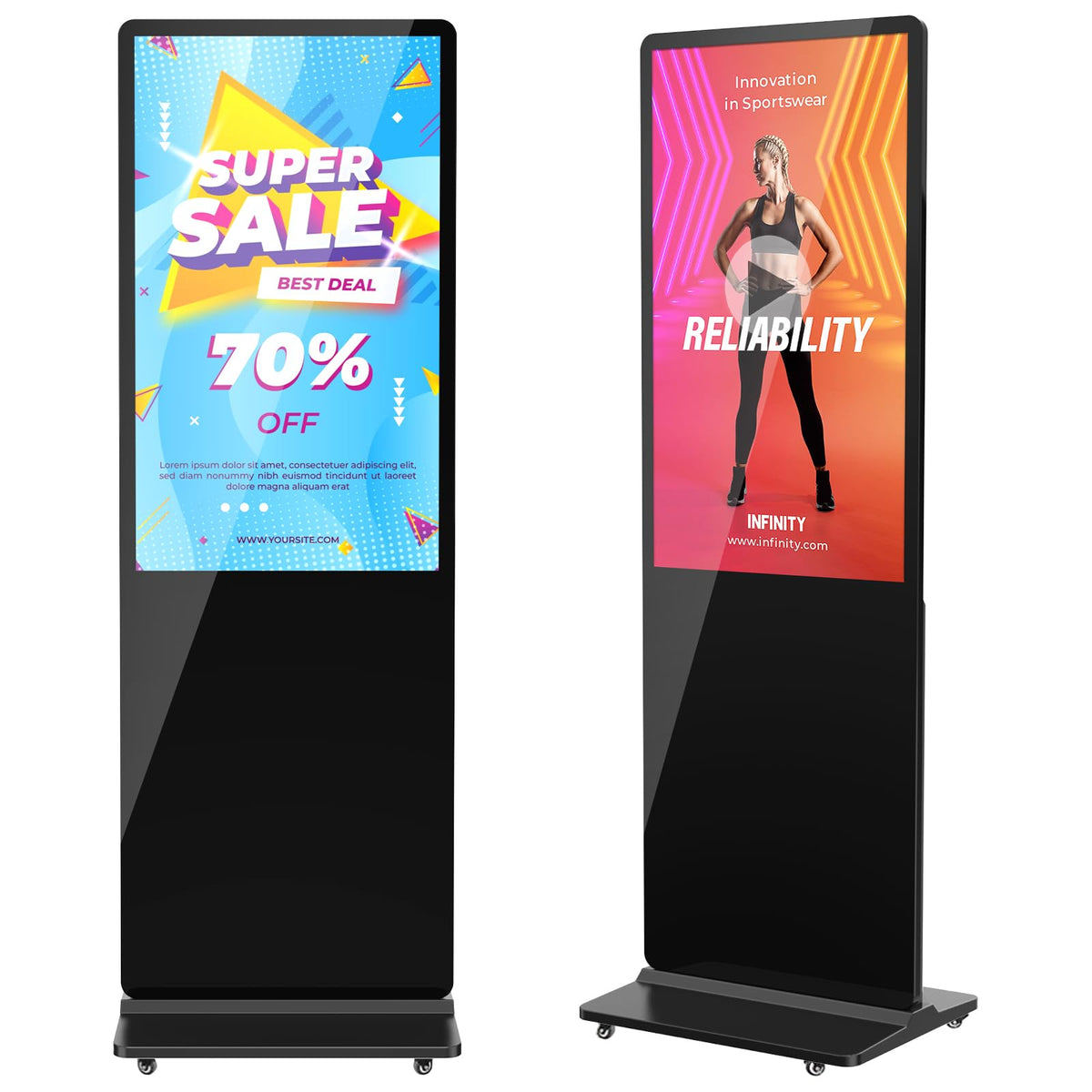 JIYANG 49 Inch Touchscreen Digital Signage Display Kiosk, Indoor Floor Standing LCD Advertising Display with Android Media Player, HDMI/USB/WiFi Input Auto Split Screenï¼Blackï¼