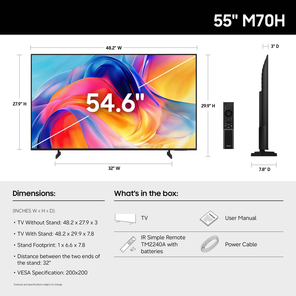 Samsung 43-Inch Class M70H Series, Mini LED, 4K, Smart TV, 2026 Model