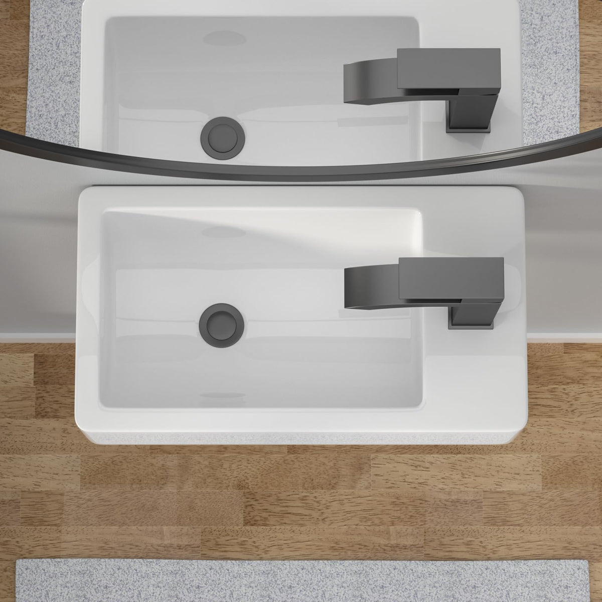 Kichae 16"x12" Vessel Sink Rectangle - Modern Above Matte Black Porcelain Ceramic Bathroom Vessel Vanity Sink Bowl Art Basin