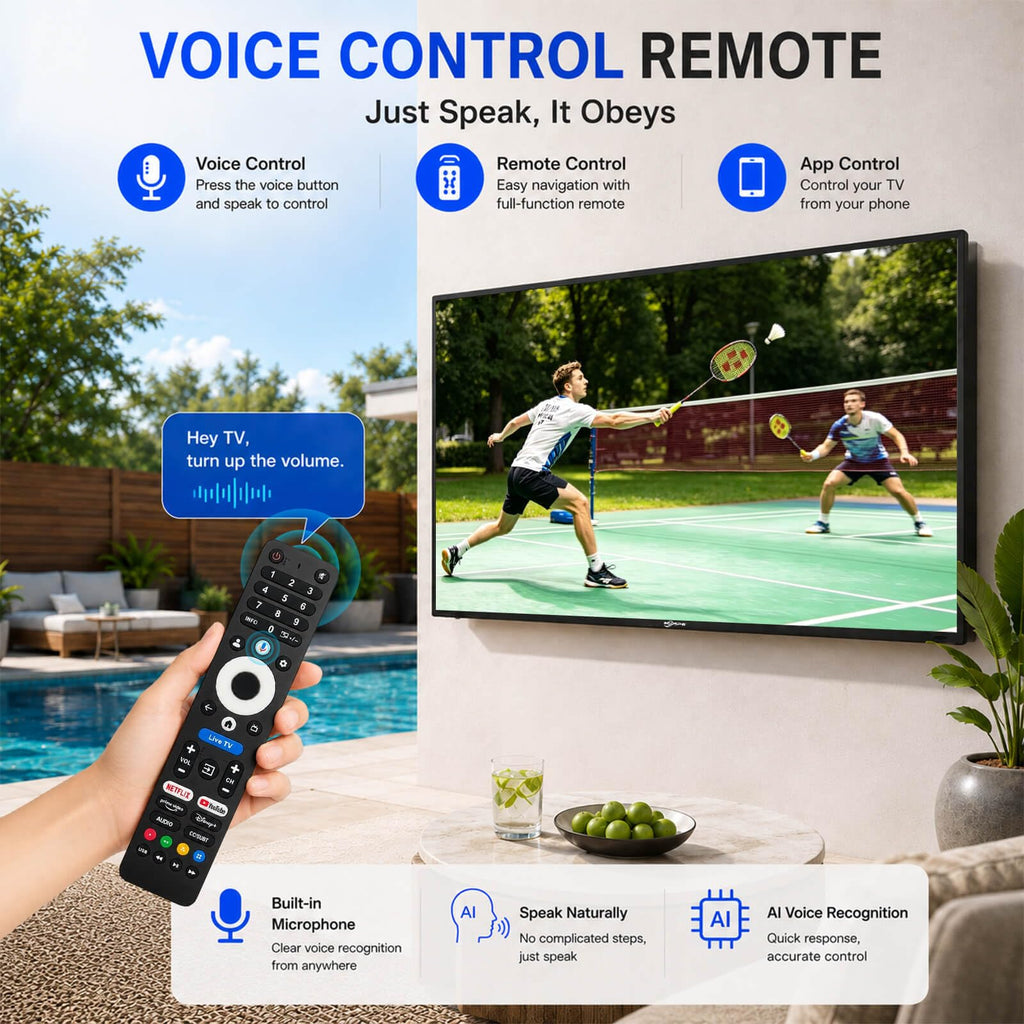 55" Outdoor TV, 4K UHD Google TV, 1000nits High Brightness Smart TVs