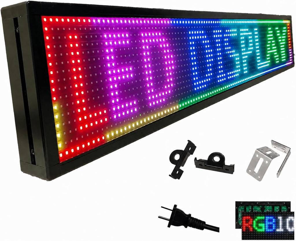 P10 Programmable LED SIGN 40"Ã8" Scrolling LED Display, High Brightness & IP65 Waterproof Indoor Outdoor Digital Signage led screen, Open Signs Welcome Sign for Store Business Advertising